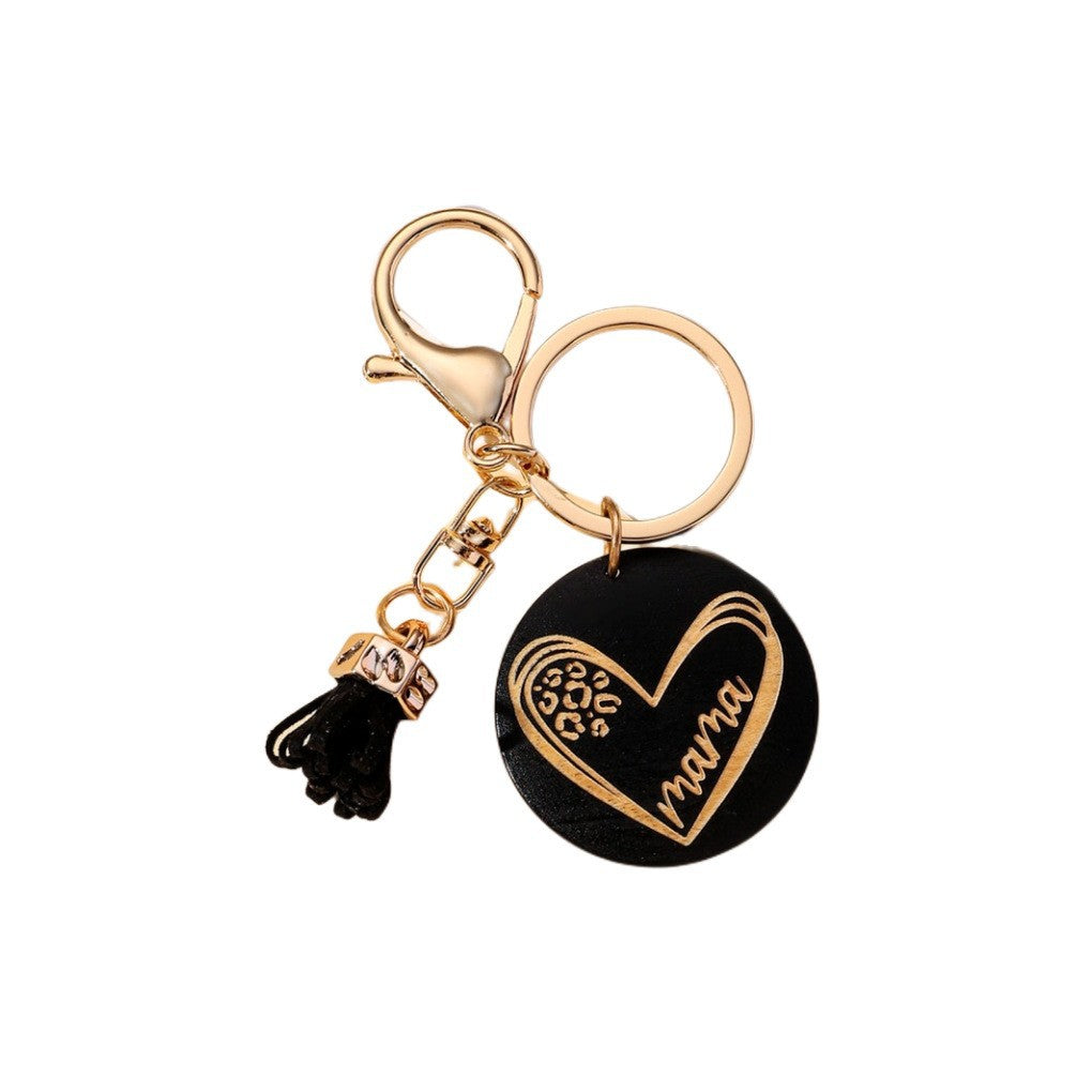 Wholesale Mother's DayMAMA Colorful Wooden Sign Tassel Keychain